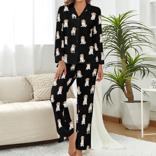 Watercolor Elegance Blenheim King Charles Spaniels Pajamas Set for Women
