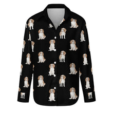 Load image into Gallery viewer, Watercolor Elegance Blenheim King Charles Spaniels Women&#39;s Shirt-Apparel-Apparel, Cavalier King Charles Spaniel, Dog Mom Gifts, Shirt-S-Black-45