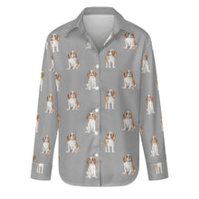 Load image into Gallery viewer, Watercolor Elegance Blenheim King Charles Spaniels Women&#39;s Shirt-Apparel-Apparel, Cavalier King Charles Spaniel, Dog Mom Gifts, Shirt-S-DarkGray-35