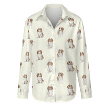 Load image into Gallery viewer, Watercolor Elegance Blenheim King Charles Spaniels Women&#39;s Shirt-Apparel-Apparel, Cavalier King Charles Spaniel, Dog Mom Gifts, Shirt-S-Ivory-1