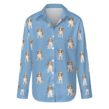 Load image into Gallery viewer, Watercolor Elegance Blenheim King Charles Spaniels Women&#39;s Shirt-Apparel-Apparel, Cavalier King Charles Spaniel, Dog Mom Gifts, Shirt-S-LightSkyBlue-15