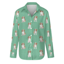 Load image into Gallery viewer, Watercolor Elegance Blenheim King Charles Spaniels Women&#39;s Shirt-Apparel-Apparel, Cavalier King Charles Spaniel, Dog Mom Gifts, Shirt-S-MediumAquaMarine-24