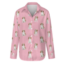 Load image into Gallery viewer, Watercolor Elegance Blenheim King Charles Spaniels Women&#39;s Shirt-Apparel-Apparel, Cavalier King Charles Spaniel, Dog Mom Gifts, Shirt-S-Pink-13