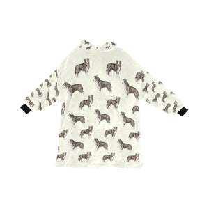 Watercolor Elegance Border Collie Blanket Hoodie-Blanket-Apparel, Blanket Hoodie, Blankets, Border Collie, Dog Mom Gifts-Ivory-ONE SIZE-1