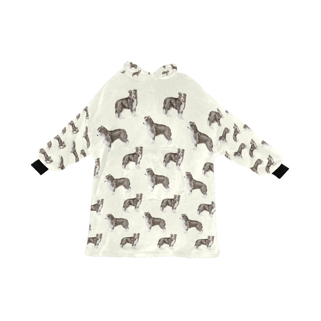 Watercolor Elegance Border Collie Blanket Hoodie-Blanket-Apparel, Blanket Hoodie, Blankets, Border Collie, Dog Mom Gifts-Ivory-ONE SIZE-1