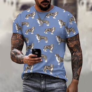 Watercolor Elegance Border Collie Men's Cotton T-Shirt-Apparel-Apparel, Dog Dad Gifts, Rough Collie, Shirt, T Shirt-12