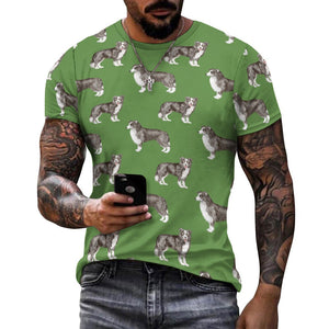 Watercolor Elegance Border Collie Men's Cotton T-Shirt-Apparel-Apparel, Dog Dad Gifts, Rough Collie, Shirt, T Shirt-16