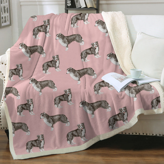 Watercolor Elegance Border Collies Fleece Blanket - 8 Colors-Blanket-Bedding, Blankets, Border Collie, Home Decor-Soft Pink-Single-1