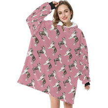 Load image into Gallery viewer, Watercolor Elegance Boston Terriers Blanket Hoodie-Blanket-Apparel, Blanket Hoodie, Blankets, Boston Terrier, Dog Mom Gifts-11