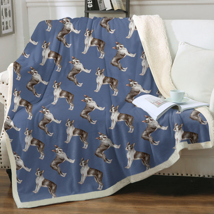 Watercolor Elegance Boston Terriers Fleece Blanket - 8 Colors-Blanket-Bedding, Blankets, Boston Terrier, Home Decor-1