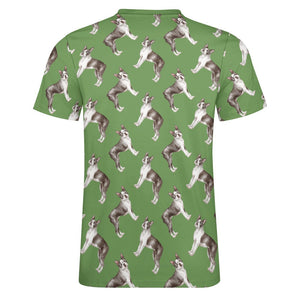 Watercolor Elegance Boston Terriers Men's Cotton T-Shirt-Apparel-Apparel, Boston Terrier, Dog Dad Gifts, Shirt, T Shirt-14