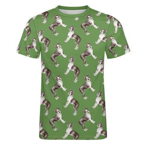 Watercolor Elegance Boston Terriers Men's Cotton T-Shirt-Apparel-Apparel, Boston Terrier, Dog Dad Gifts, Shirt, T Shirt-20