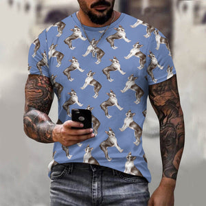 Watercolor Elegance Boston Terriers Men's Cotton T-Shirt-Apparel-Apparel, Boston Terrier, Dog Dad Gifts, Shirt, T Shirt-3