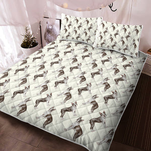 Watercolor Elegance Boston Terriers Quilted Bedding Set - 5 Colors-Bedding-Bedding, Blankets, Boston Terrier, Home Decor-5