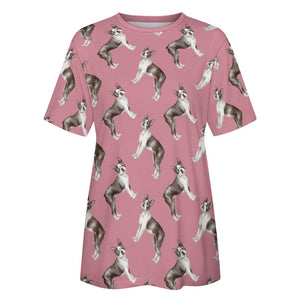 Watercolor Elegance Boston Terriers Women's Cotton T-Shirt-Apparel-Apparel, Boston Terrier, Dog Mom Gifts, Shirt-14