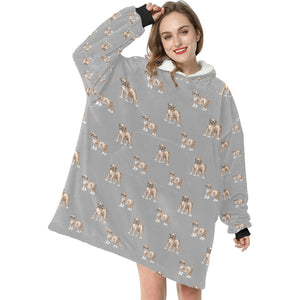 Watercolor Elegance Boxer Dogs Blanket Hoodie-26