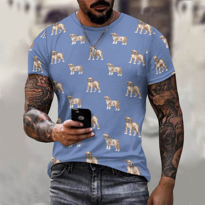 Watercolor Elegance Boxer Dogs Men's Cotton T-Shirt-11