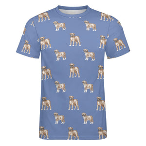 Watercolor Elegance Boxer Dogs Men's Cotton T-Shirt-14