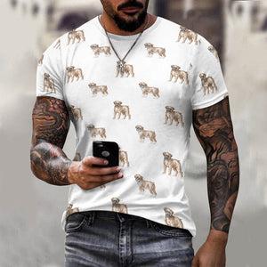 Watercolor Elegance Boxer Dogs Men's Cotton T-Shirt-18