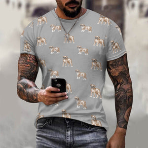 Watercolor Elegance Boxer Dogs Men's Cotton T-Shirt-22