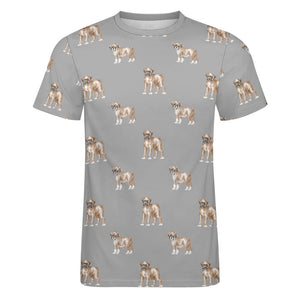 Watercolor Elegance Boxer Dogs Men's Cotton T-Shirt-23