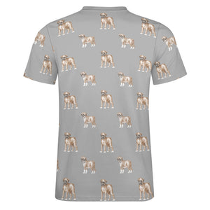 Watercolor Elegance Boxer Dogs Men's Cotton T-Shirt-25