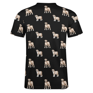 Watercolor Elegance Boxer Dogs Men's Cotton T-Shirt-3