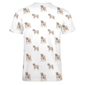 Watercolor Elegance Boxer Dogs Men's Cotton T-Shirt-5