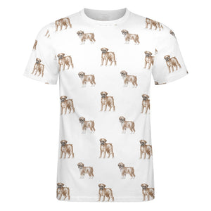 Watercolor Elegance Boxer Dogs Men's Cotton T-Shirt-7