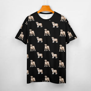 Watercolor Elegance Boxer Dogs Men's Cotton T-Shirt-S-Black-1