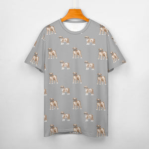 Watercolor Elegance Boxer Dogs Men's Cotton T-Shirt-S-DarkGray-19