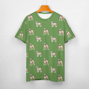 Watercolor Elegance Boxer Dogs Men's Cotton T-Shirt-S-OliveDrab-16