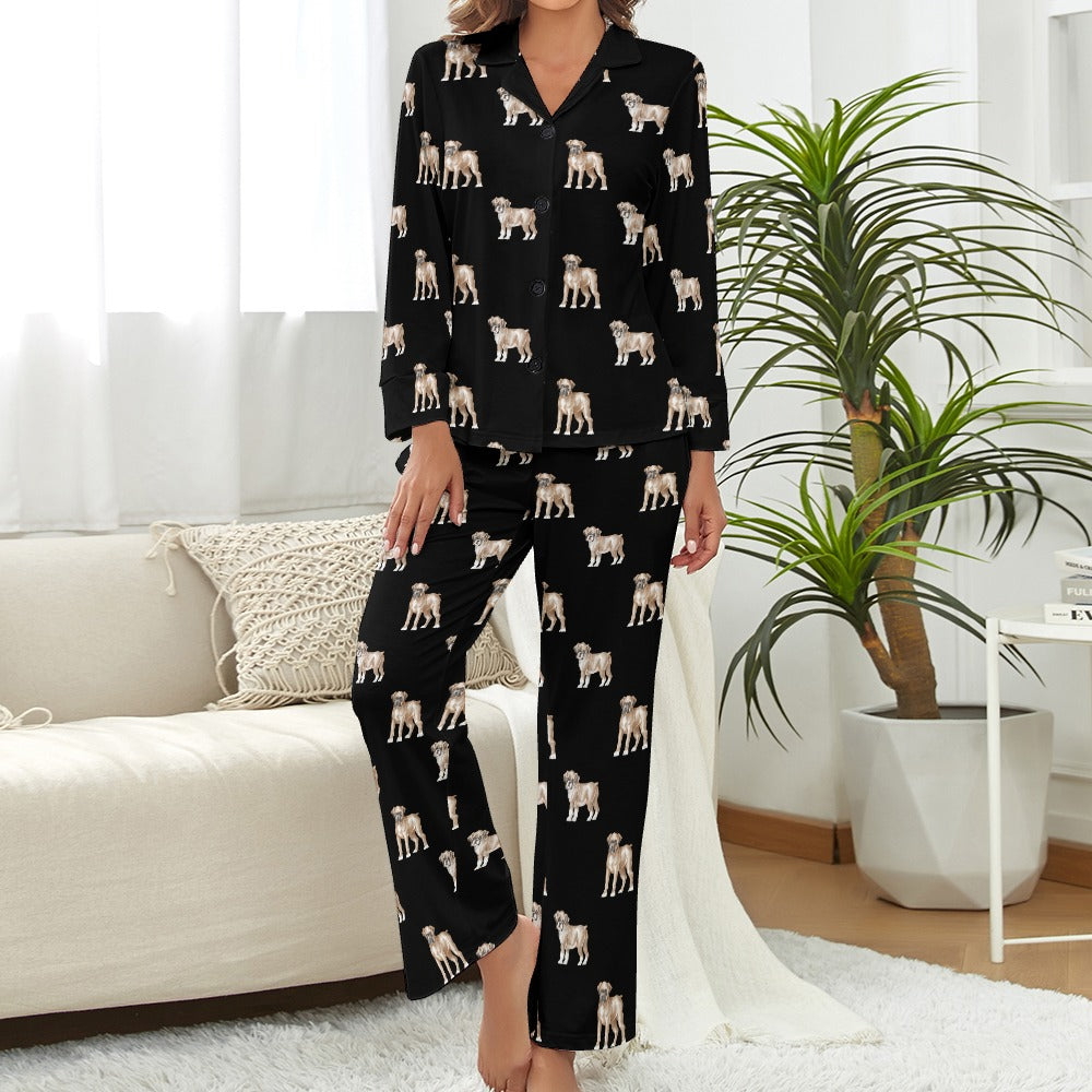 Watercolor Elegance Boxer Dogs Pajamas Set For Women 35