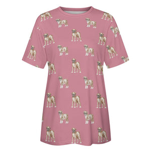 Watercolor Elegance Boxer Dogs Women's Cotton T-Shirt-15