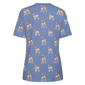 Watercolor Elegance Boxer Dogs Women's Cotton T-Shirt-16