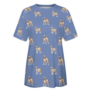 Watercolor Elegance Boxer Dogs Women's Cotton T-Shirt-17