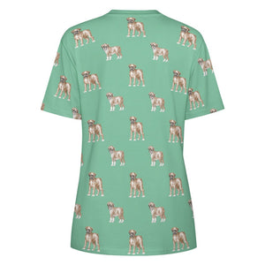 Watercolor Elegance Boxer Dogs Women's Cotton T-Shirt-20