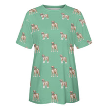 Load image into Gallery viewer, Watercolor Elegance Boxer Dogs Women&#39;s Cotton T-Shirt-22