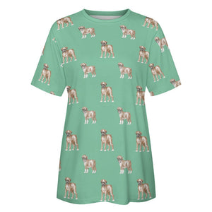 Watercolor Elegance Boxer Dogs Women's Cotton T-Shirt-22