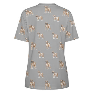 Watercolor Elegance Boxer Dogs Women's Cotton T-Shirt-29