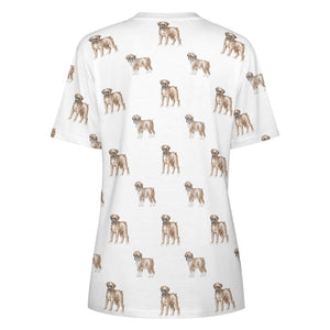 Watercolor Elegance Boxer Dogs Women's Cotton T-Shirt-2