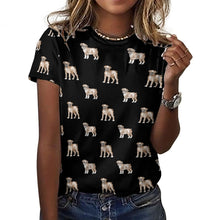 Load image into Gallery viewer, Watercolor Elegance Boxer Dogs Women&#39;s Cotton T-Shirt-2XS-Black-34