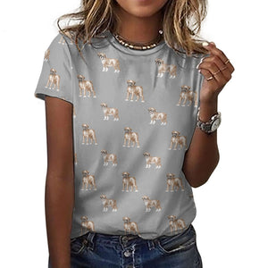 Watercolor Elegance Boxer Dogs Women's Cotton T-Shirt-2XS-DarkGray-28