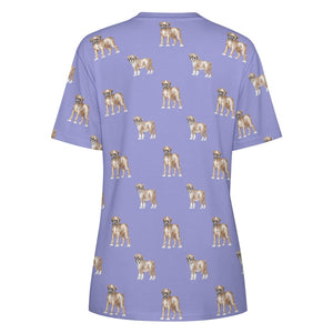 Watercolor Elegance Boxer Dogs Women's Cotton T-Shirt-31