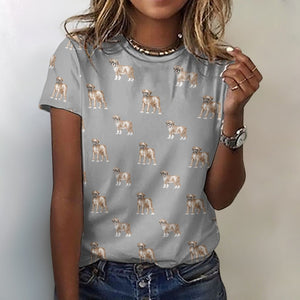 Watercolor Elegance Boxer Dogs Women's Cotton T-Shirt-32