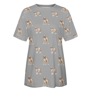 Watercolor Elegance Boxer Dogs Women's Cotton T-Shirt-33