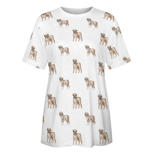 Watercolor Elegance Boxer Dogs Women's Cotton T-Shirt-7