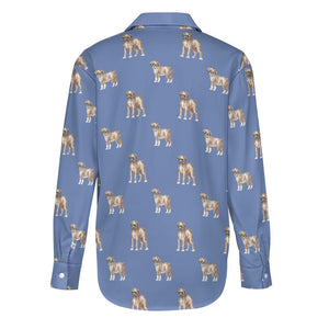 Watercolor Elegance Boxer Dogs Women's Shirt-21