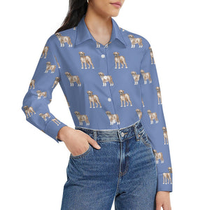 Watercolor Elegance Boxer Dogs Women's Shirt-23