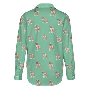 Watercolor Elegance Boxer Dogs Women's Shirt-29